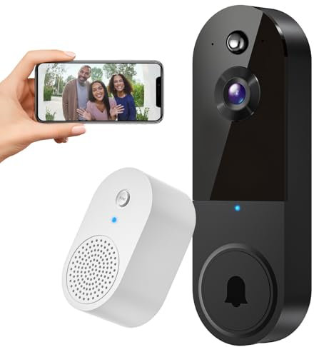 Videocitofono senza fili 1080P Videocitofono, Cloud Storage, Live View, 2-Way Talk, Visione Notturna, Ring Doorbell incluso, Solo WiFi 2.4GHz, Sorveglianza Interna,