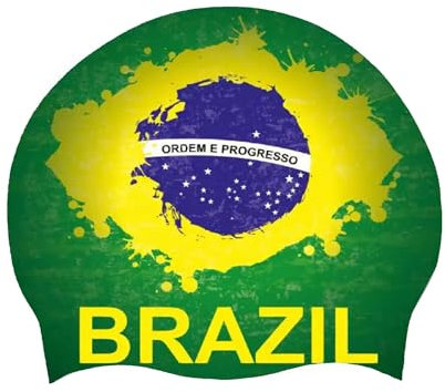 Gorro Baño Silicona para Mujeres Hombres Gorro Baño Vintage con Bandera Brasil para Adultos Gorro Baño Ligero con Bandera Brasil Fácil Usar Protege Cabello Gorro Baño Brasil