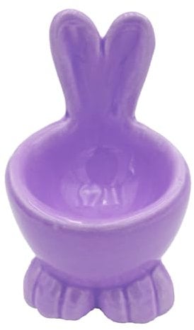 Widdle Gifts Easter Ceramic Egg Cup with Bunny Ears, Easter Tablewear (Purple)