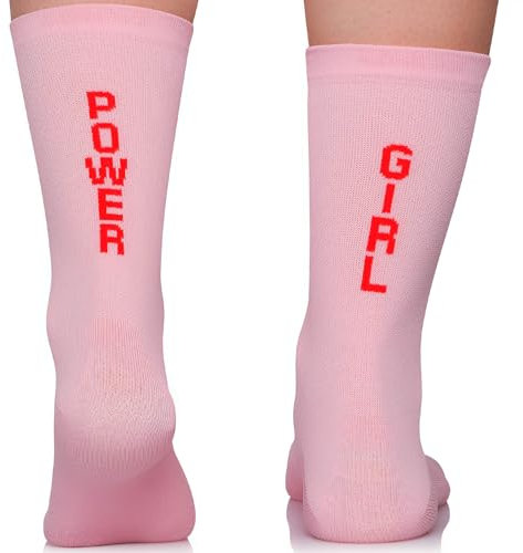 TODO Lustige Rennrad Socken Damen und Herren. Motiv Fahrradsocken, Rosa Radsocken Damen Lustig (Girl Power 35-38)