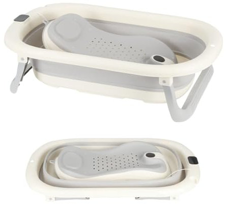 OHMG Baignoire Bébé Pliable XXL Avec Transat De Bain Pour Bebe & Thermomètre Intégré,Baignoire Enfant Avec Siege De Bain Pour Bebe,baignoire Bebe Sur Pied,Cadeau De Naissance Fille&Garçon