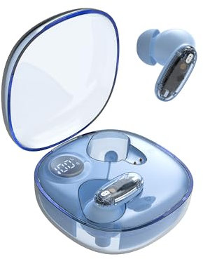 Mars Gaming MHIB2, Auriculares Bluetooth 5.4, Sonido Inmersivo, Diseño Ergonómico Semitransparente y Ultracompacto, 24 Horas Reproducción, Auriculares Inalámbricos con Estuche e Indicador LED, Azul