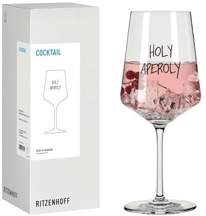 RITZENHOFF 8171005 Cocktail-Glas 500 ml, Serie Sprüche, mit lustigem Schriftzug Holy Aperoly - modern, Made in Germany