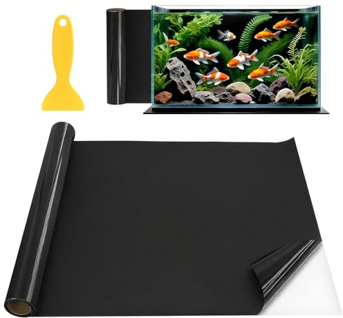 Sythrix Fish Tank Background, Black Aquarium Backdrop Aquarium Background Fish Underwater World Wallpaper Poster can be Cut for Fish Tank Decoration (Black 30 * 200cm)