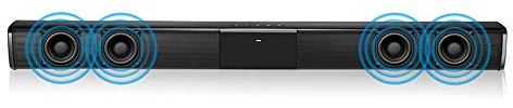 TFixol BT Barre de son stéréo filaire et filaire 2000 mAh O haut-parleur avec caisson de basses intégré Support Télécommande Carte TF/RCA/FM Idéal pour téléviseurs/jeux vidéo Noir