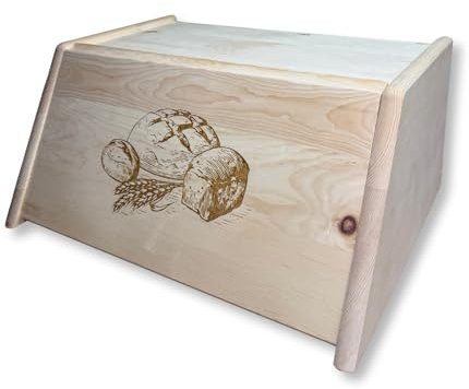 Generisch Zirbenbrotdose | Brotbehälter aus Zirbe | Brotaufbewahrungsbox aus Holz | Brotkasten aus Zirbenholz mit Gravur (Bild)