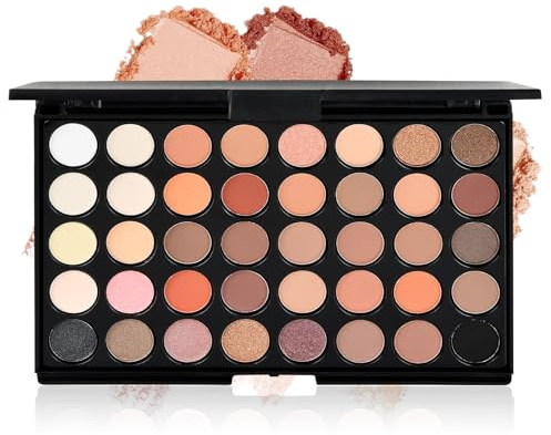 40 Farben Lidschatten Palette Braun, Matte und Schimmernde Eyeshadow Palette, Make up Palette, Hochpigmentiert, und Mischbar, für Anfänger und Profis, für Urlaubs und Alltags Make-Up