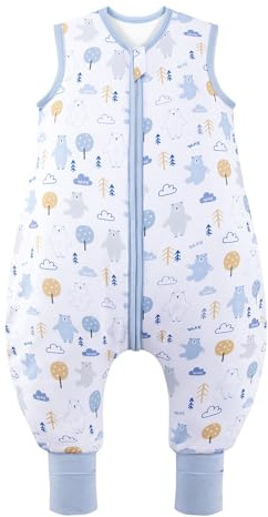 ToyaTec Baby Schlafsack mit Füßen 2,5 Tog Super weich aus Bambusrayon hergestellt,Kinder Schlafsack aus Bambusfaser für den Winter Schlafdecke für Herbst und Winter(Bären,L)