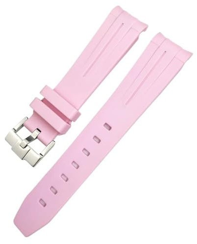 BDNJN 20 mm Silikon-Gummi-Armband für Omega Rolex Submariner GMT Seamaster Speedmaster Moon Watch, buntes wasserdichtes Armband(Pink)