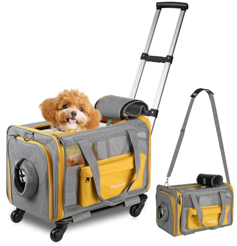 Pawinner Pet Carrier with Wheels for Cats and Dogs Airline Approved