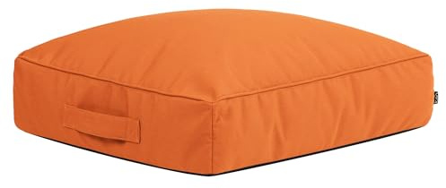 Icon Solus Outdoor Sitzsack Hocker mit Füllung, Orange | In Deutschland Hergestellt, Sitzsack Erwachsene, Olefin Stoff für Drinnen und Draußen, Fußhocker für Garten und Terrasse