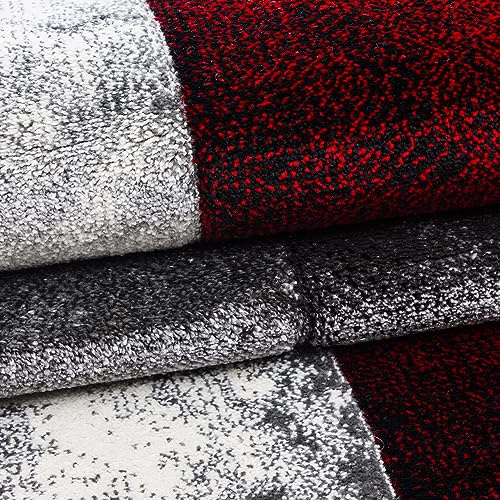 KADIMA DESIGN Teppich Kurzflor Kariert Modern Pflegeleicht Waschbar Strapazierfähig Langlebig Läufer Rot 80x300 cm Wohnzimmer Esszimmer Fußbodenheizung geeignet | Monza