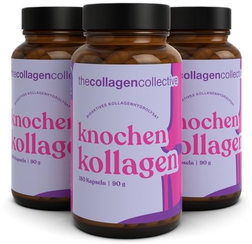 The Collagen Collective Kollagen Kapseln für Knochen – Hochdosiert für starke Knochen, Struktur für Calcium, Osteoporose Prävention, Typ 1 Bioaktiv Kollagenhydrolysat vom Rind (3 Pack)