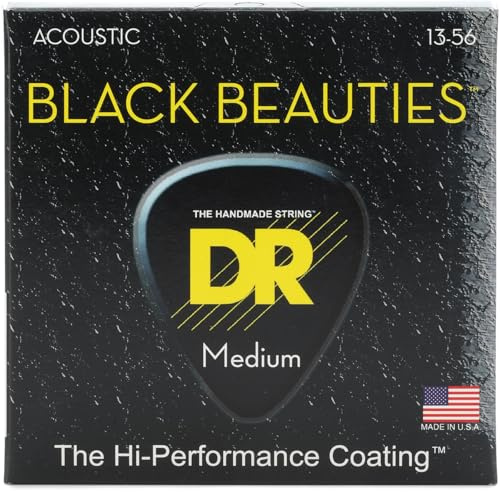 DR Strings BKA-13 Black Beauties K3 Coated Acoustic Guitar Strings - .013-.056 Medium
