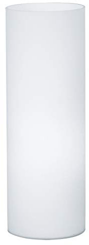EGLO Lámpara de mesa Geo, luz de mesa de 1 llama, lámpara de cabecera de cristal, color blanco, cristaL Opas-matt, zócalo E27, incl interruptor