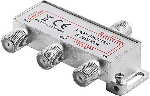 BestPlug 3fach Sat LNB Verteiler Splitter Weiche, 1 F-Buchse Kupplung weiblich IN, 3 F-Buchse Kupplung weiblich Out, 5-2500MHz 100dB, geeignet für 3D SD HD FullHD UHD 4K, Metallausführung