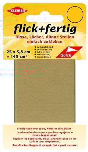 Kleiber flick und fertig, selbstklebender Flicken, Risse, Löcher, dünne Stellen einfach zukleben, Nylon zuschneidbar, beige (25 x 5,8 cm)
