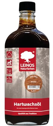 LEINOS Hartwachsöl 0,25 l Kirsche – natürliches, ergiebiges Holzöl für Fußböden, Möbel und Treppen | seidenmatt, pflegend, für alle Innenholzflächen geeignet, schützt vor Feuchtigkeit und Abnutzung
