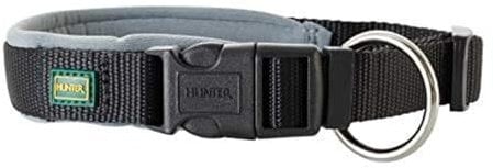 HUNTER Hundehalsung NEOPREN VARIO PLUS, Farbe: schwarz/grau, strapazierfähiges Nylon, weiche Neoprenpolsterung, stufenlos verstellbar, mit Zugentlastung, pflegeleicht, komfortabel, Größe: L-XL/2,5
