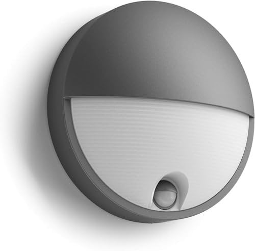 Philips Capricorn Wandleuchten für den Außenbereich, 5,5 W, 2700 K warmweiß, Bewegungssensor, wasserfest, anthrazit, IP44 wetterfest