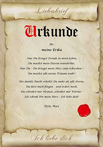 Liebesvertrag ICH LIEBE DICH Urkunde personalisiert Geschenk Karte Frau Mann A4