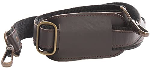 LECONI Trageriemen Leder Nylon Schulterriemen breiter Schultergurt für Taschen Umhängegurt, S, Dunkelbraun Waxy