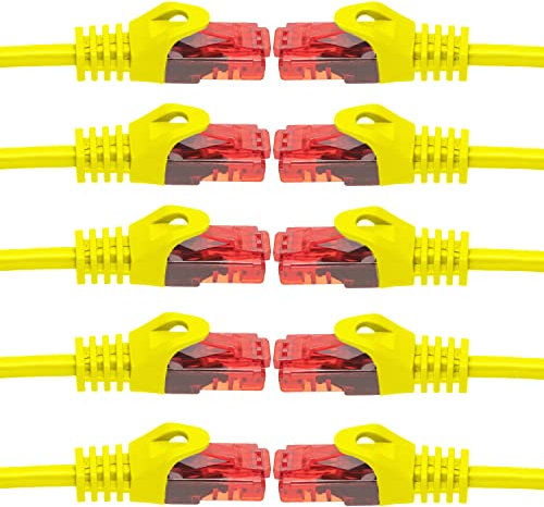 BIGtec - 10 Stück - 1,5m Gigabit Netzwerkkabel Patchkabel Ethernet LAN DSL Patch Kabel gelb (2x RJ-45 Anschluß, CAT.5e, kompatibel zu CAT.6 CAT.6a CAT.7) 1,5 Meter