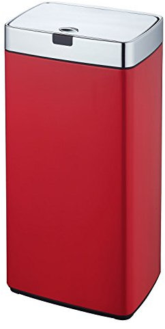 Dihl 45L Iris Red with Chrome Lid Rectangle Stainless Steel Auto Touchless Hands-Free Sensor Kitchen Waste Dust Bin Automatic Motor