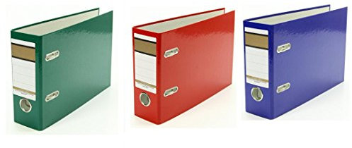 3x Ordner / A5 quer / 75mm breit / Farbe: je 1x grün, blau und rot