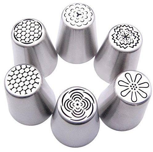 6 STÜCKE Russische Blume Düsen, Blume Nägel Backen Piping Düse für Kuchen Cupcakes Cookies, Kuchen Dekorieren Tipps