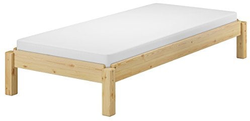Erst-Holz® Stapelbett Massivholzbett Kiefer Natur 90x200cm Einzelbett stapelbar Gästebett + Matratze 60.48-09M