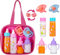 fash n kolor®️ Puppenzubehör Baby Puppen Zubehör für puppenwagen, 6 Set in Wickeltasche, Magische Flasche Puppenzubehör Furniture, Babypuppen, Spielzeug, Puppenpflegeset mit 2 Flaschen und 2 Pacifier
