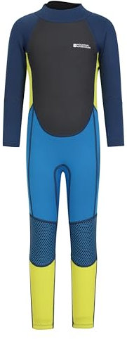 Mountain Warehouse Kids Full Wetsuit - 2.5mm Thickness, UPF50+ Sun Protection, Neoprene Children's Wetsuit, Flat Seams & Easy Glide Zip Swimming Wetsuit Bright Blue 7-8 Years