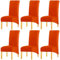 KELUINA Feste Gewebe-Ausdehnung XL-Stuhlhussen der hohen Rückseite für Esszimmer, Spandex-große Esszimmerstuhl-Schonbezüge für Hauptlebensrestaurant-Hotel (Orange,Set of 6)