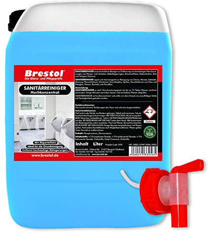 BADREINIGER POWER 25 Liter Konzentrat inkl. Auslaufhahn 61 mm - mit Abperl-Effekt Grundreinigung Kalklöser Fliesenreiniger Duschkabinenreiniger Kalkentferner WC-Reiniger Sanitärreiniger