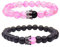 UEUC Paar Distanz Armbänder mit CZ Crown King & Queen Seine Freundschaft Schwarz Matt Achat Stein 8mm