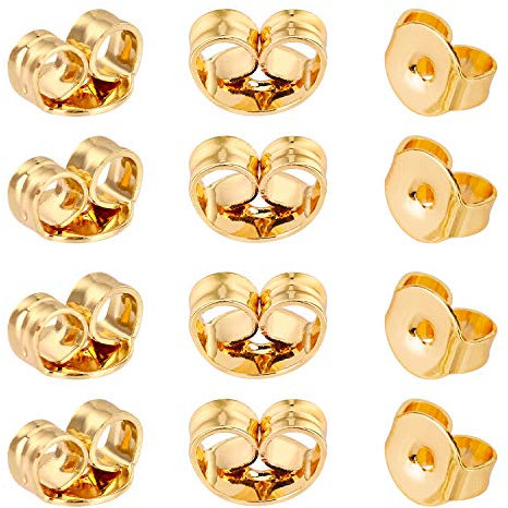 AIEX 12stk Gold Ohrring Stopper Ohrstopper Ohrstecker Schmetterling Verschlüsse Universal Größe für Ohrstecker Schmuckherstellung 6×5mm