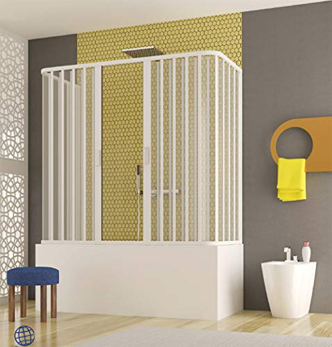 Cabine murale baignoire douche double porte 70 x 160 x 70 x 150 cm