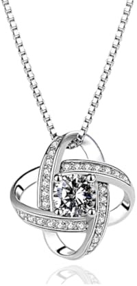 DANIEL CLIFFORD® Cassandra Halskette Damen 925 Sterlingsilber I Kristall-Anhänger weiß (Kettenlänge: 45 cm) - Geschenk für Sie