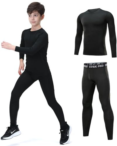 Leeboom Thermounterwäsche Kinder Fußball Thermohose Kinder Funktionswäsche Atmungsaktiv Skiunterwäsche Kinder Thermounterwäsche Sport Schnell Trockend Sportunterwäsche Kinder Fussball Unterwäsche