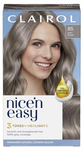 Clairol Nice'n Easy Crème, natürlich aussehendes Öl, permanente Haarfarbe, 8S weiches Silber