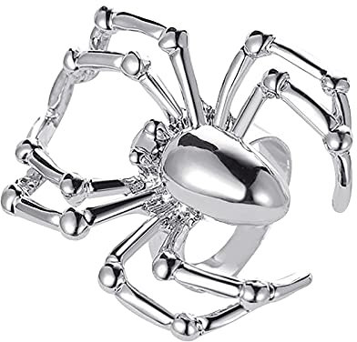 KMKM Simulations-Ring, Spinne, offen, verstellbar, Gothic-Stil, Schmuck für Damen und Herren