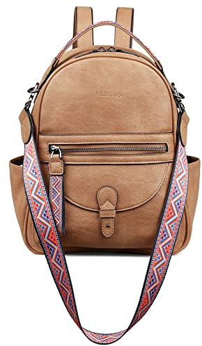 FADEON Mini Backpack Purse for Women, Designer Leather Cute Roomly Small Backpacks, Ladies Shoulder Backpack Fashion Handbag