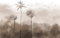 decomonkey Fototapete Abstrakt Landschaft 300x210 cm Design Tapete XXL Fototapeten Vlies Tapeten Vliestapete Wandtapete moderne Wand Schlafzimmer Wohnzimmer Natur Palmen Baum Vögel Aquarell Grau