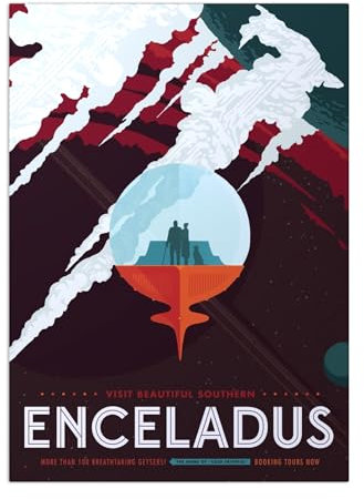 Displate Offiziell NASA MetallPoster Magnetische Befestigung Inklusive Lizenziert Bilder Hochwertiges Poster - Jpl Space Travel Posters - Beautiful Enceladus Poster 45 cm x 32 cm