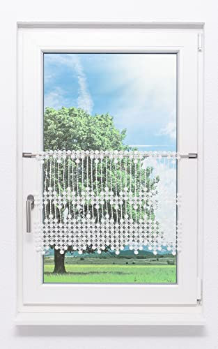 Plauener Spitze Scheibengardine Pearl (Bx H) 120cm * 45cm weiß