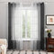 Deconovo Durchsichtige Vorhänge Voile Gardinen mit Ösen, 215x140 cm(HöhexBreite), Schwarz, 2er Set
