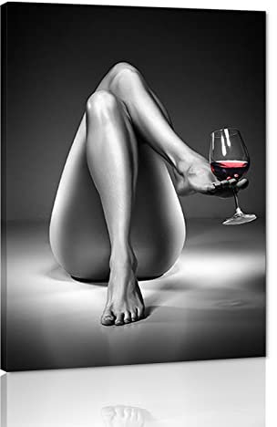 Sexy Wandkunst für Schlafzimmer, Dekoration, schwarz-weiß, nackte Frauen, Weingläser, Malerei, modern, abstrakt, sexy Mädchen, Bilder, Druck, Badezimmerdekorationen, gerahmt – 45.7 cm Bx61 cm H