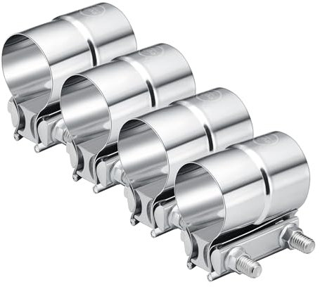 EVIL ENERGY 2.5'' Exhaust Clamp,2 1/2 in Lap Joint Band Clamp Stainless Steel for Pipes,Mufflers,Catalytic Converters (4Pcs, 2.5 inch)