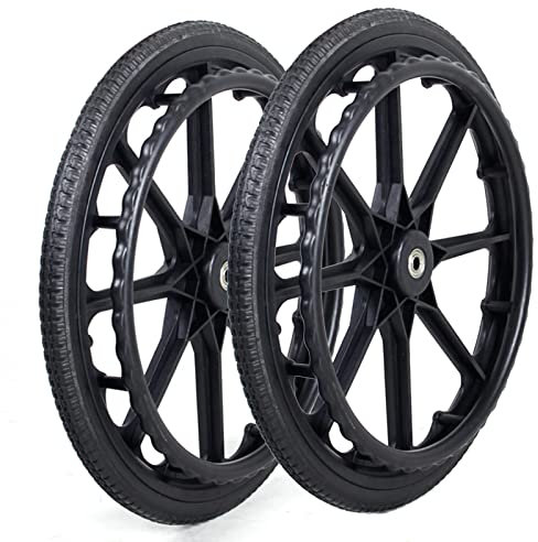 20 Zoll manuelle Rollstuhl-Hinterräder, Ersatzräder für Rollstuhl, für ältere Menschen, Behinderte, mit Lager und Greifreifen, Vollpolyurethan-Reifen, 2 Stk